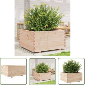The Living Store Plantenbak 90x90x49,5 cm massief grenenhout - Plantenbak - Houten Plantenbak - Buiten Plantenbak - Balkon Plantenbak - Terras Plantenbak
