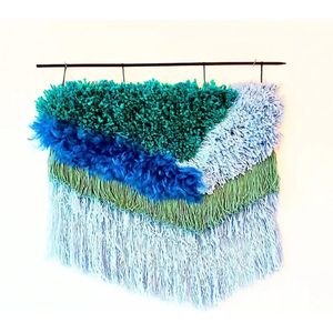 Glasharddesign - Blue Wave - wandkleed - tapijt - wonen - interieur - kunst - wol