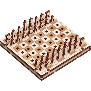 Mr. Playwood Game Chess - 3D houten puzzel - Bouwpakket hout - DIY - Knutselen - Miniatuur - 129 onderdelen