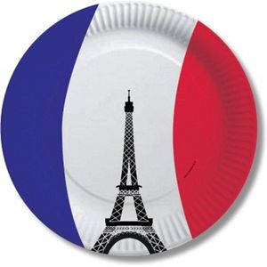 Frankrijk wegwerp bordjes 20x stuks - kartonnen Franse thema borden - feestartikelen versieringen