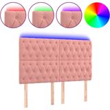 vidaXL - Hoofdbord - LED - 160x7x118/128 - cm - fluweel - roze