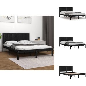 vidaXL Bedframe - Bedframes - Bed - Bedbodem - Bedframe massief grenenhout zwart 200x200 cm