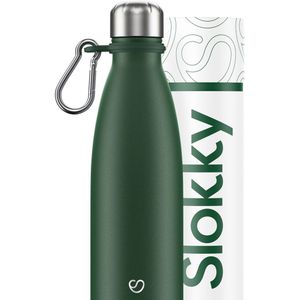 Slokky - Matte Green Thermosfles & Karabijnhaak - 500ml