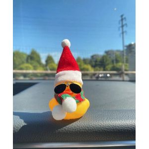Eend met Zonnebril/ kerst muts - Auto Decoratie Eend - Dashboard Decoratie Eend met Zonnebril - Eendmuts