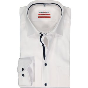 MARVELIS modern fit overhemd - twill - wit - Strijkvrij - Boordmaat: 45