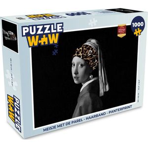 Puzzel Meisje met de parel - Haarband - Panterprint - Legpuzzel - Puzzel 1000 stukjes volwassenen