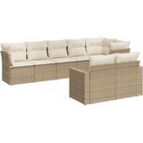 vidaXL - 8-delige - Loungeset - met - kussens - poly - rattan - beige
