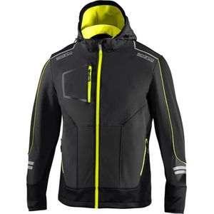 Sparco Tech Softshell - Waterdichte, reflecterende en versterkte jas met polar fleece voering - Maat L - Grijs/Geel