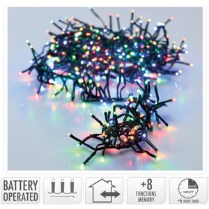 Clusterverlichting 192 led - Kerstverlichting- 1.4m - multicolor - Batterij - Lichtfuncties - Geheugen - Timer