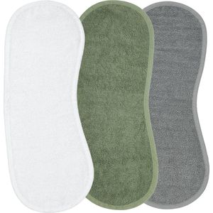 Meyco Baby Uni spuugdoek - 3-pack - badstof - white/forest green/grey - 53x20cm