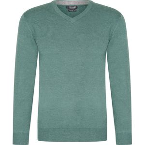 YVES ENZO Heren Trui Cashmere V-hals - Heren Sweater - Trui Heren Longsleeve - Maat M - Groen