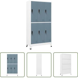 The Living Store Lockerkast - Modern - Kast - 90x45x180 cm - Staal - Grijs - Met hanger - 6 deuren - Lockerkast - Opslagkast - Kantooraccessoires - Schoolbenodigdheden - Metalen Kast