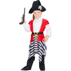 Widmann - Piraat & Viking Kostuum - Kaper Kapitein Zilvervloot Kind Kostuum - Rood, Zwart / Wit - Maat 98 - Carnavalskleding - Verkleedkleding