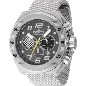 Invicta Racing 47201 Heren Horloge - Waterdicht - Analoog - Quartz Uurwerk - Roestvrij Staal met grijze Wijzerplaat - 48mm