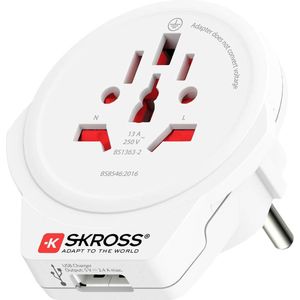 SKROSS - Reisadapter - Wereld Naar Europa + 1xUSB 2400 MA
