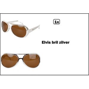 Bril Elvis zilver bruin glas - Festival thema feest populair fun zonnebril party carnaval