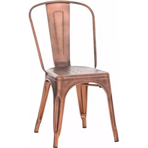 In And OutdoorMatch Industriële stoel Carissa - Koper - Rustiek design - Set van 1 - Frame met 4 poten - Voor keuken en bar - Metalen zitting