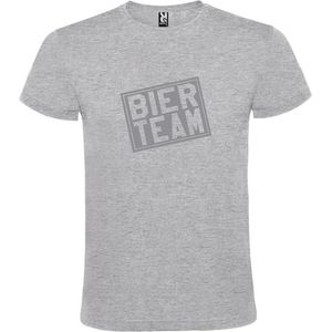 Grijs  T shirt met  print van ""Bier team "" print Zilver size XXL