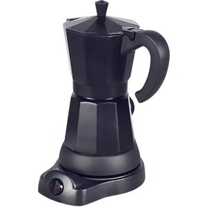 PolderGoods -Percolator - Elektrische percolator - Espresso maker - Moka pot met kookplaat - 300ml capaciteit/6 Kopjes - Zwart