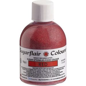Sugarflair Sugar Sprinkles - Gekleurde Suiker - Red - 100g - Eetbare Taartdecoratie