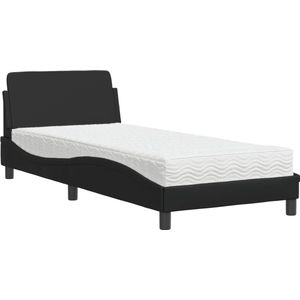 vidaXL - Bed - met - matras - kunstleer - zwart - 90x190 - cm