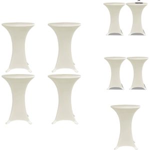 vidaXL Tafelkleed - Tafelkleden - Statafelkleed - Statafelkleden - Statafelhoes 4 st stretch Ø80 cm crème