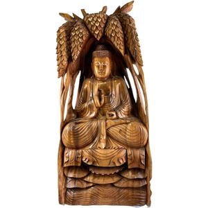 Houten buddha / Handgemaakt houten beeld / Indonesisch beeld