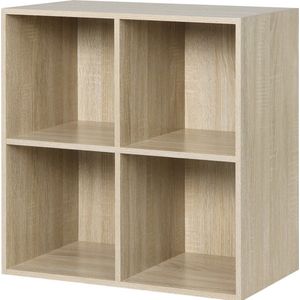Boekenkast met 4 vakken - multifunctionele opbergkast - stevig & modern - licht eiken - 60x29.5x60 cm