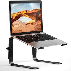 Laptopstandaard, laptopstandaard, in hoogte verstelbaar, ergonomische laptophouder, compatibel met de meeste 10-17 inch laptops, ruimte-zwart
