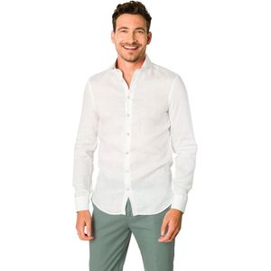 John Miller overhemd wit effen Tailored Fit 100% linnen