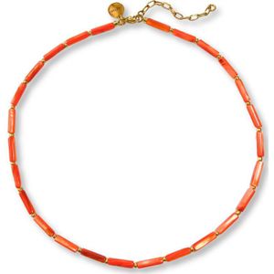 Maxe oranje ketting met schelpkralen