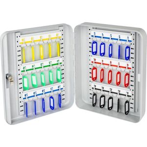 Sleutelkast afsluitbaar - 30 haken - 30 x 24 x 75 cm - lichtgrijs - voor grote sleutelbundels - sleutelkastje met code
