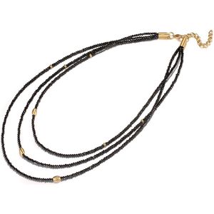 Magnetox X Kingka - Kouri Kralen Ketting - Halsketting - Goud + Zwart Sterrenstof - Roestvrij Staal – Dames - 50 + 5cm