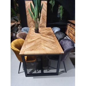 Eettafel Jaivy 200x90x76 cm mangohout en metaal