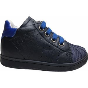 Falcotto bumper effen lederen veter sneakers Star Navy Blauw  mt 23