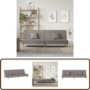 vidaXL Slaapbank - Stof - Taupe - Inclusief Kussens Slaapbank - Sofa Bed - Tweepersoons Slaapkamer - Comfortabele Zitzitting - Multifunctioneel Meubilair