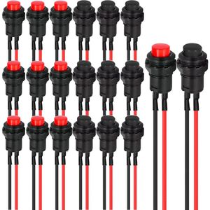 20 stuks ronde mini-drukknop 12 mm momentary drukknopschakelaar AC 250 V/15 A 125 V/3 A voor Arduino DIY autotrompet pc tafellamp huisdeurbel rood zwart