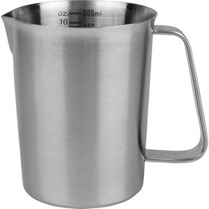 Krumble Maatbeker met Schenktuit - 500 ml - Maatbekers - Meetbeker - Maatkan - Measuring Cup - RVS - 9 x 9,5 x 11 cm (lxbxh) - Zilver