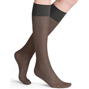 FALKE Pure Matt 20 DEN dames kniekousen - antraciet grijs (anthracite) - Maat: 35-38