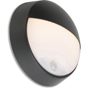 QAZQA hortus - Moderne LED Buitenlamp met Bewegingsmelder | Bewegingssensor | sensor voor buiten - 1 lichts - D 80 mm - Zwart - Buitenverlichting