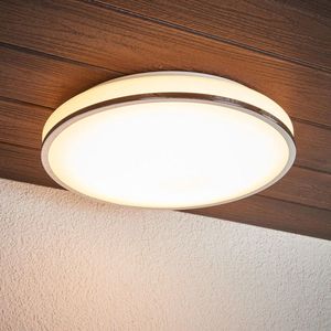 Lindby - Plafondlamp badkamer - 1licht - glas, metaal - H: 8 cm - wit, chroom - Inclusief lichtbron