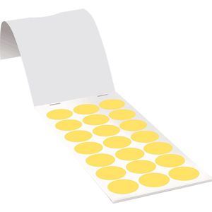 Ronde gele markeringsstickers in boekje - zelfklevend papier 25 mm - 105 per boekje