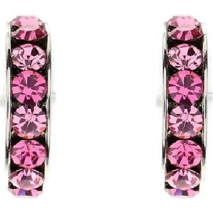 Behave Oorbellen - oorstekers halve oorringen - roze - swarovski elements - steentjes - 1.1 cm
