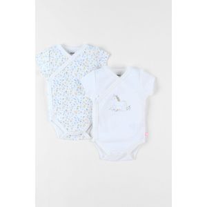 Noukie's - Rompertje - 2 Pack - Meisjes - Bloemen en eenhoornmotief - Ecru - 9 maand 74