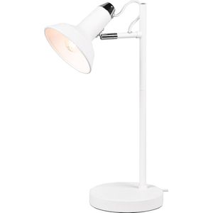 LED Bureaulamp - Tafelverlichting - Torna Rollo - E14 Fitting - Rond - Mat Wit - Aluminium