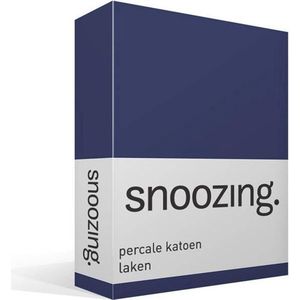 Snoozing - Laken - Lits-jumeaux - Percale katoen - 280x300 cm - Navy