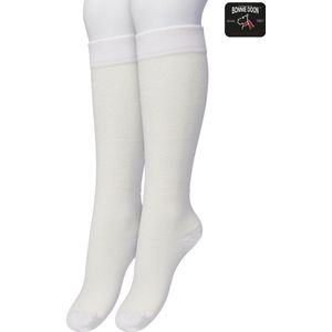 Bonnie Doon Kinder Kniekousen Off White maat 31/34 - 2 paar - Kinderkniekousen - 2-pack - Multipack - Uitstekend draagcomfort - Cotton Knee High - Zakt niet af - Effen - Kids Kousen - Kinderen - Crème - Ecru - Gebroken Wit - Off White - OL8335022.110