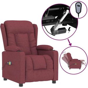 vidaXL - Massagestoel - elektrisch - stof - wijnrood
