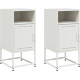 vidaXL - Nachtkastjes - 2 - st - 36x39x78 - cm - staal - wit