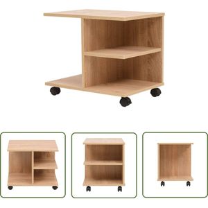 The Living Store Plankenkast verrijdbaar 50x35x42 cm eikenkleur - Plankenschrank - Rollageschrank - Opslagkast - Meubilair - Eiken Kleur